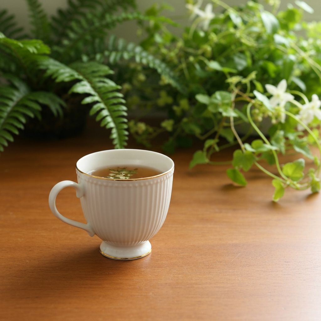 Peaceful afternoon setting with herbal tea and natural surroundings